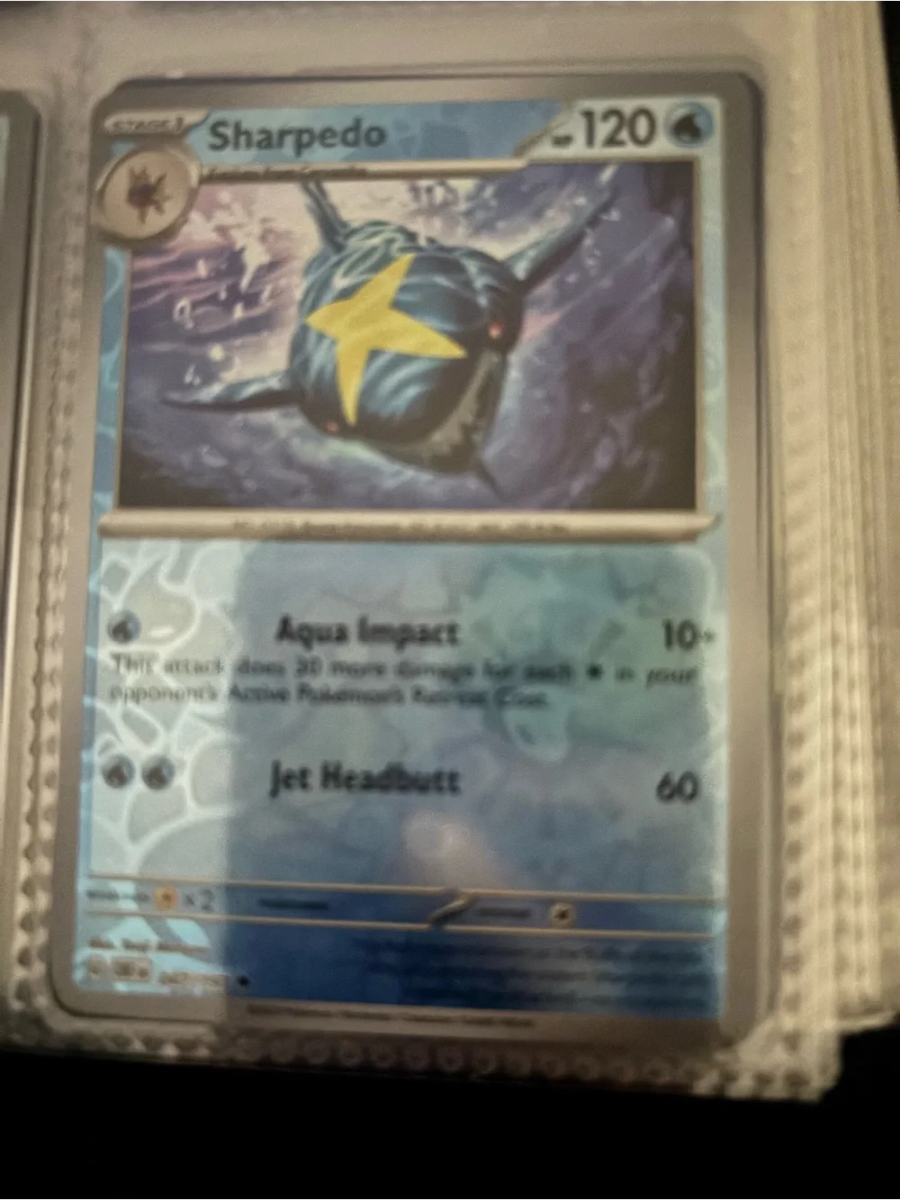 Pokemon Sharpedo Blue Yellow Water-Type Trading Card